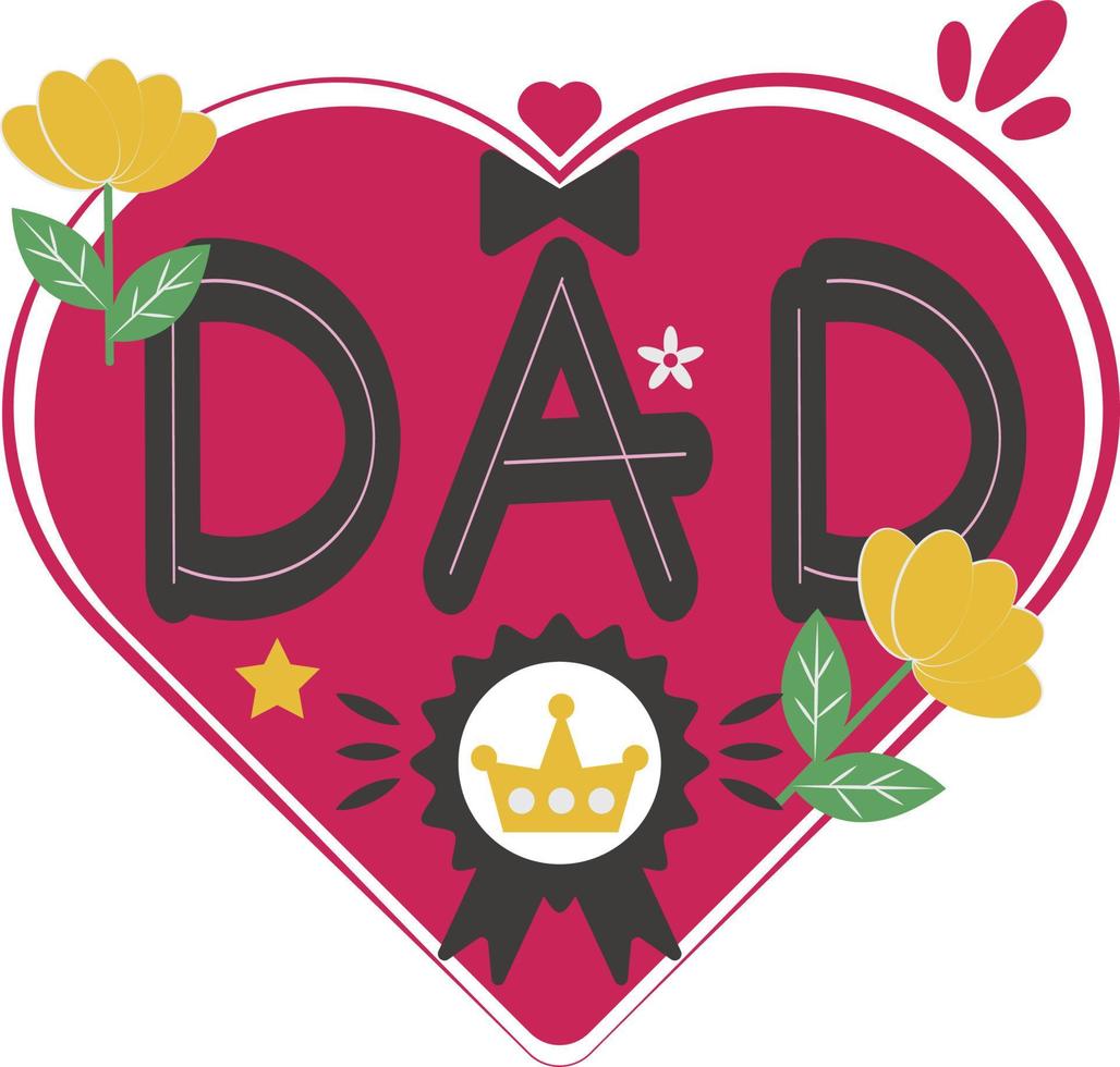 Happy Father's Day Card Heart Flat Icon Vector Symbol Sticker Illustration Design