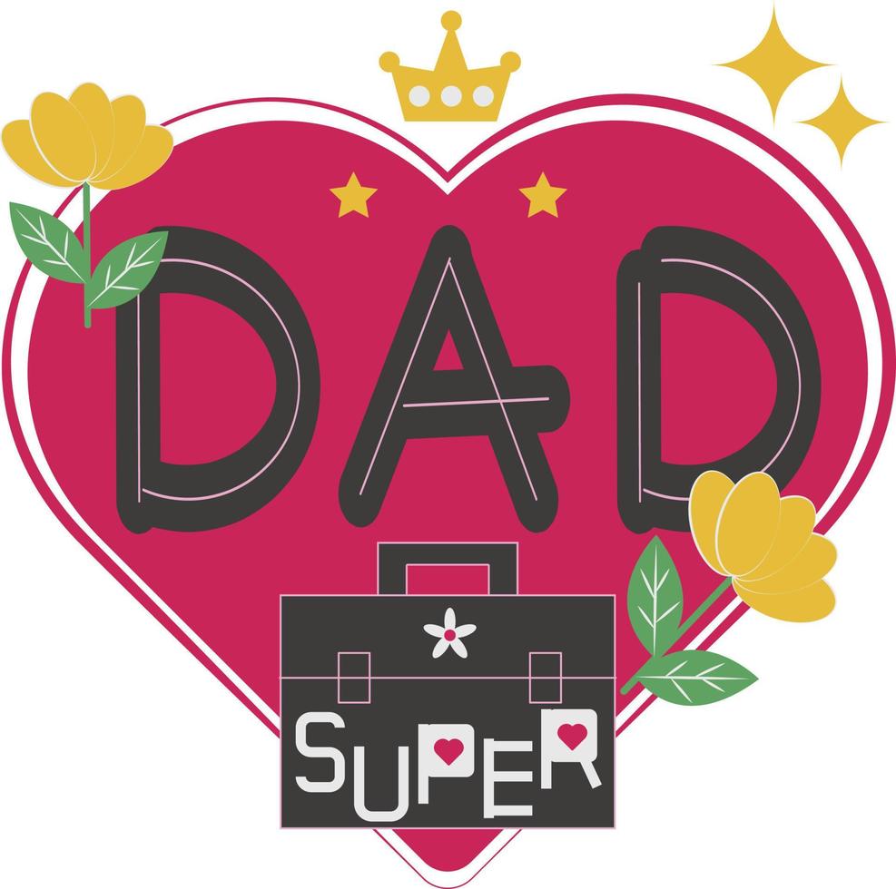 Happy Father's Day Card Heart Flat Icon Vector Symbol Sticker Illustration Design