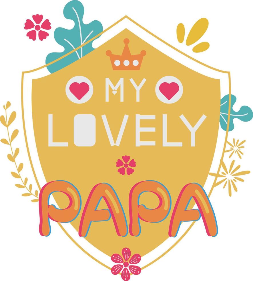 Happy Father's Day Card Shield Flat Symbol Sticker Illustration Design vector