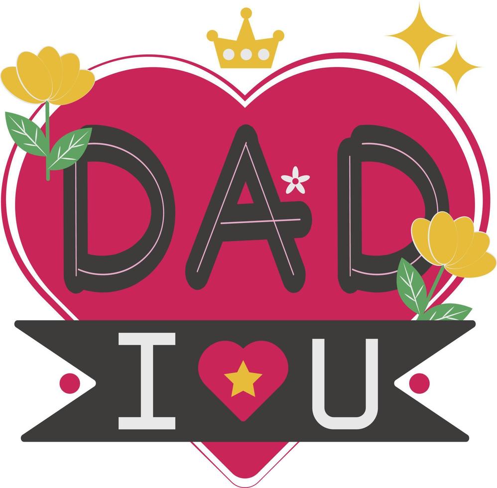 Happy Father's Day Card Heart Flat Icon Vector Symbol Sticker Illustration Design