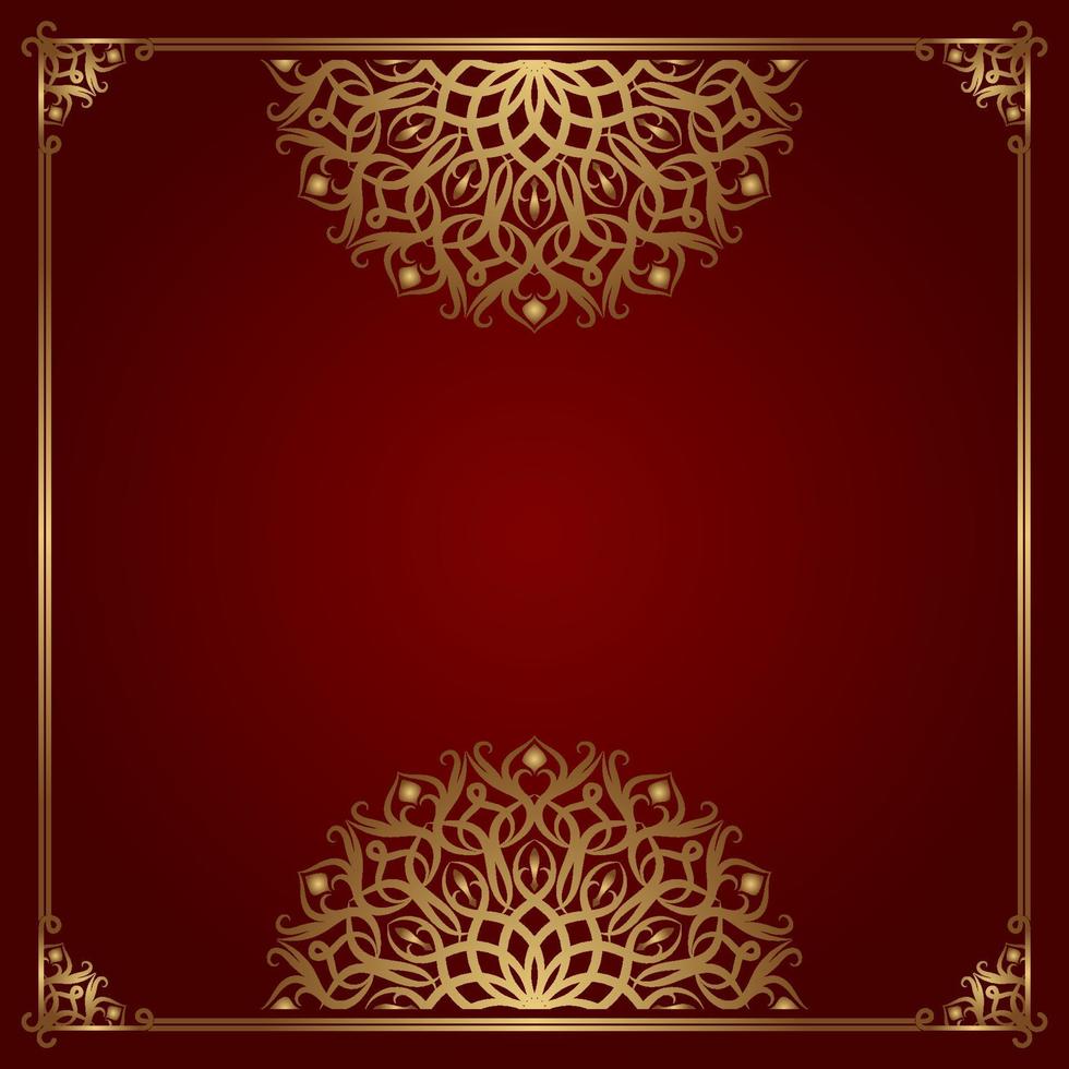 red luxury background, with gold mandala ornament vector