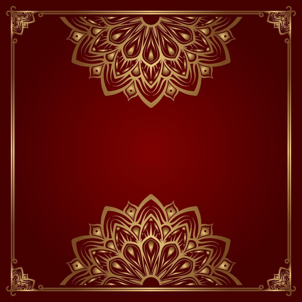 red luxury background, with gold mandala ornament vector