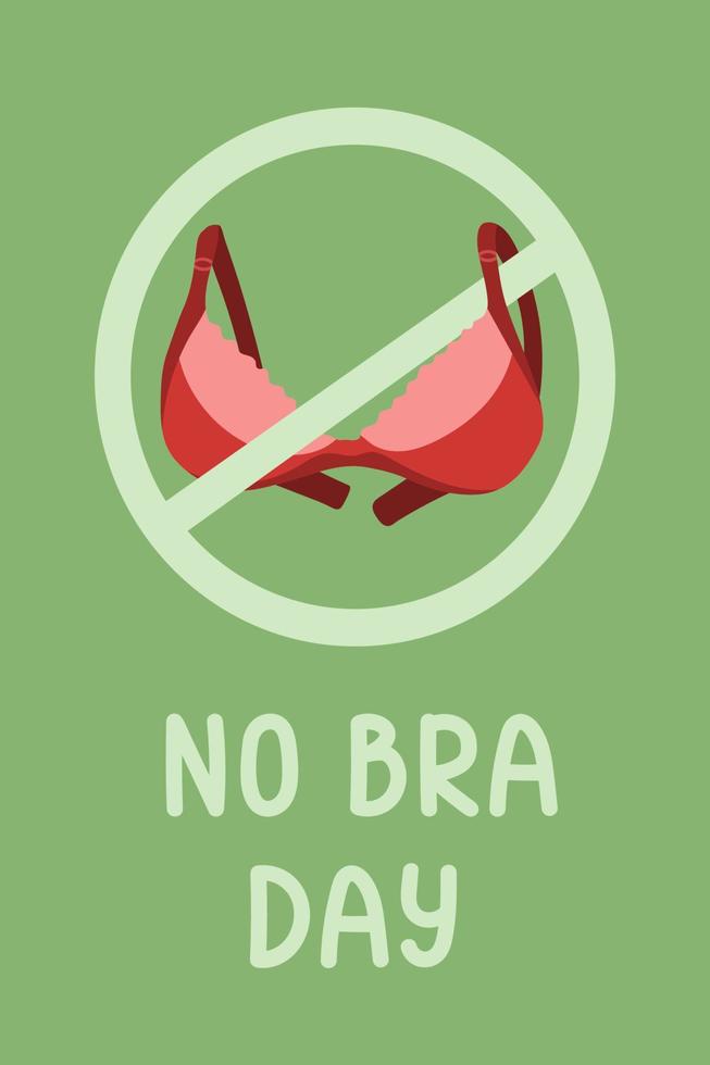 National No Bra day illustration. 13 october day. feminism, love and  acceptance of your body, breast cancer survivor. Cartoon vector card or  banner with lingerie 22749016 Vector Art at Vecteezy