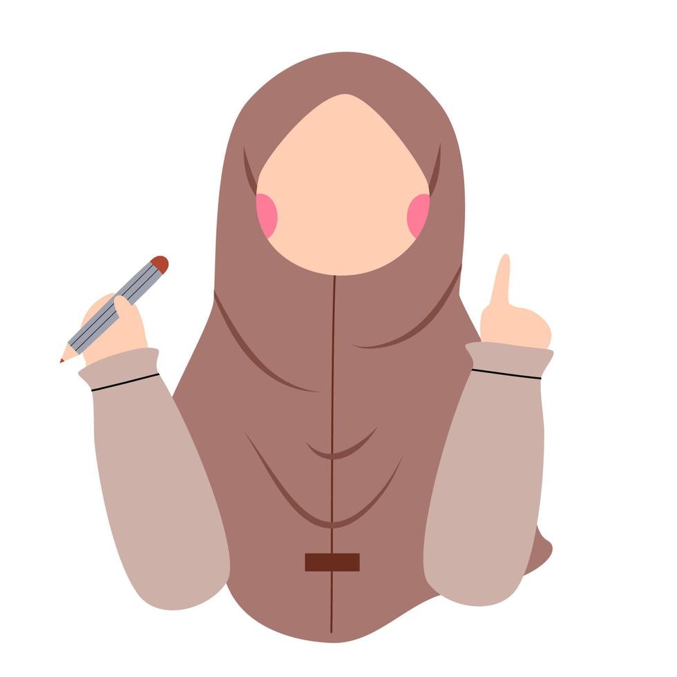 Muslim Girl Reading Book Illustration vector