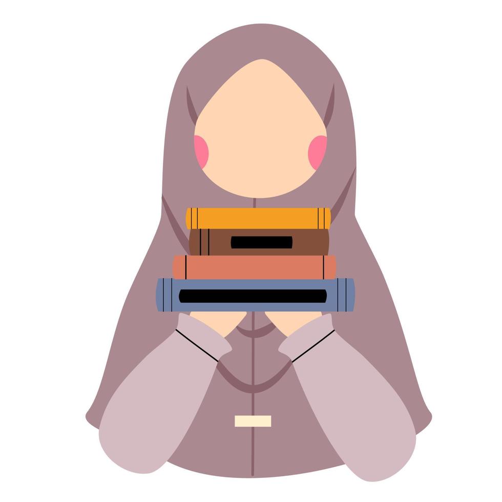 Muslim Girl Reading Book Illustration vector