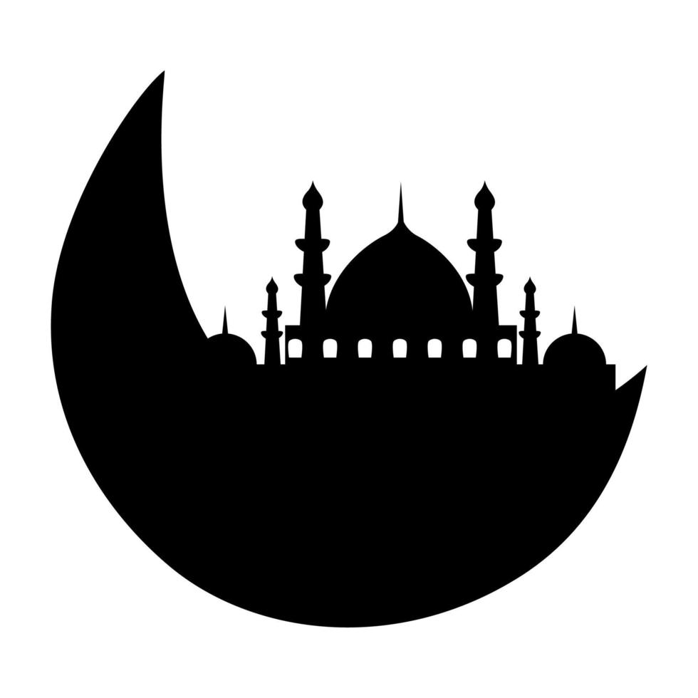 Crescent Moon and Mosque Islamic Decoration vector