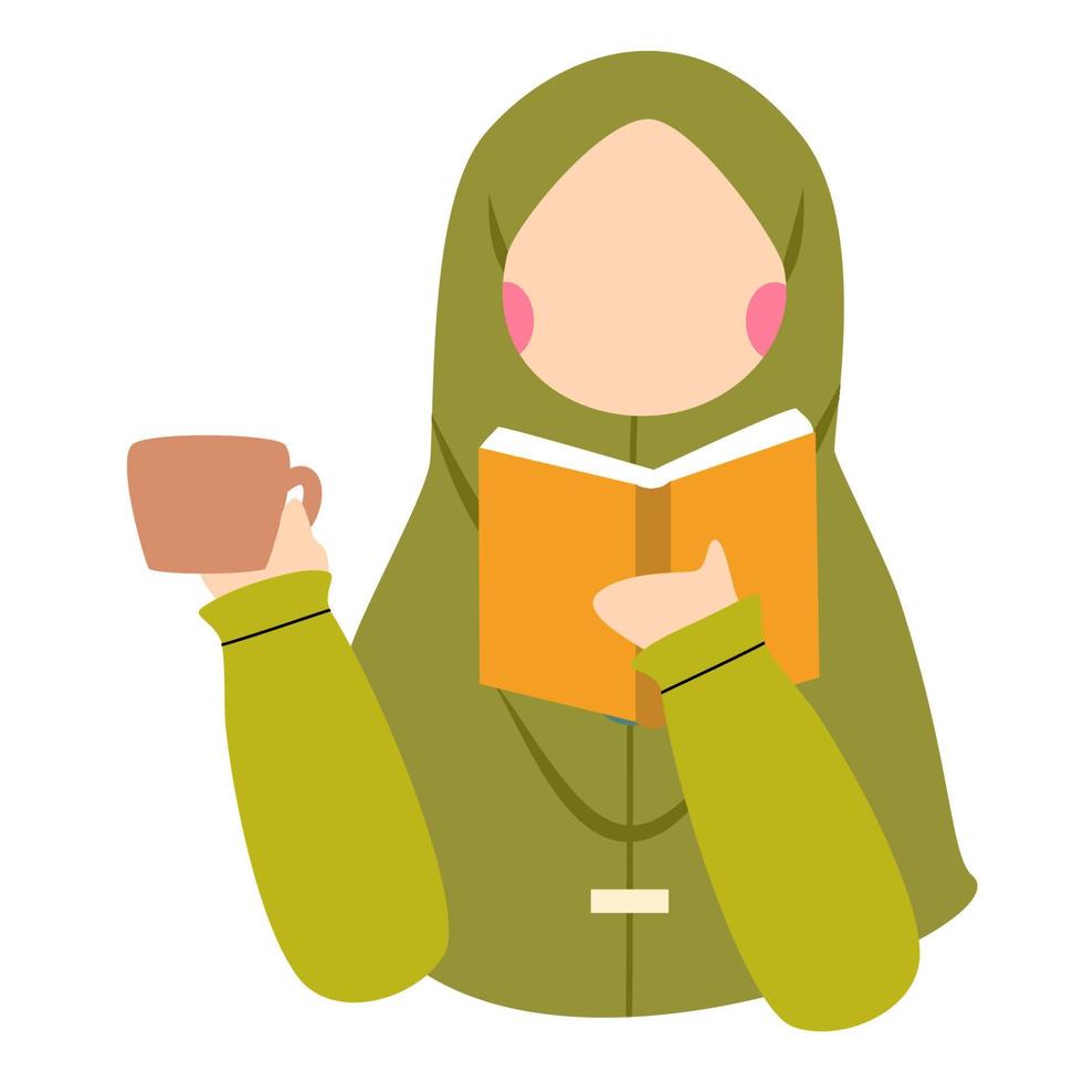 Muslim Girl Reading Book Illustration vector