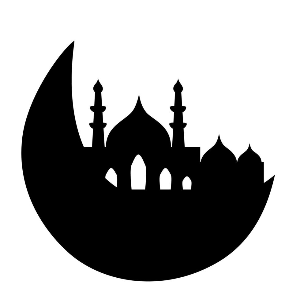 Crescent Moon and Mosque Islamic Decoration vector
