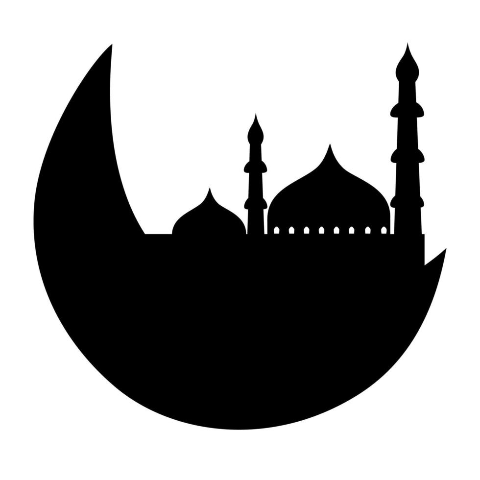 Crescent Moon and Mosque Islamic Decoration vector