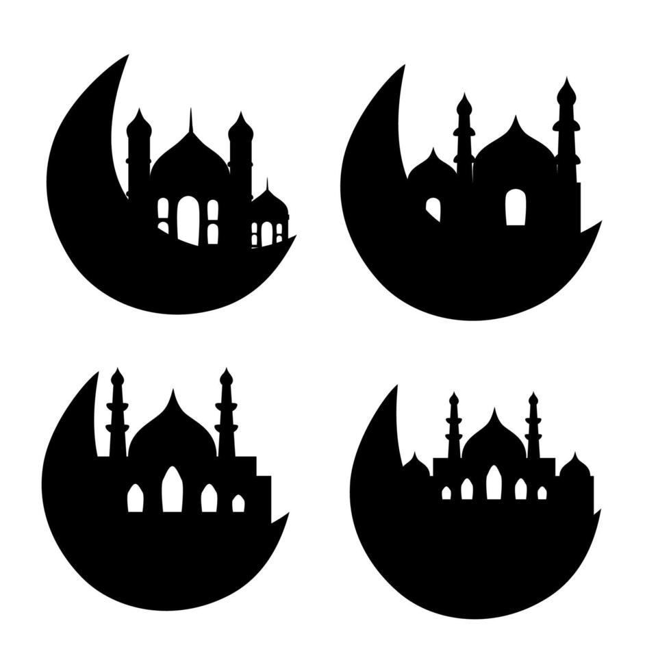 creciente Luna y mezquita islámico decoración vector