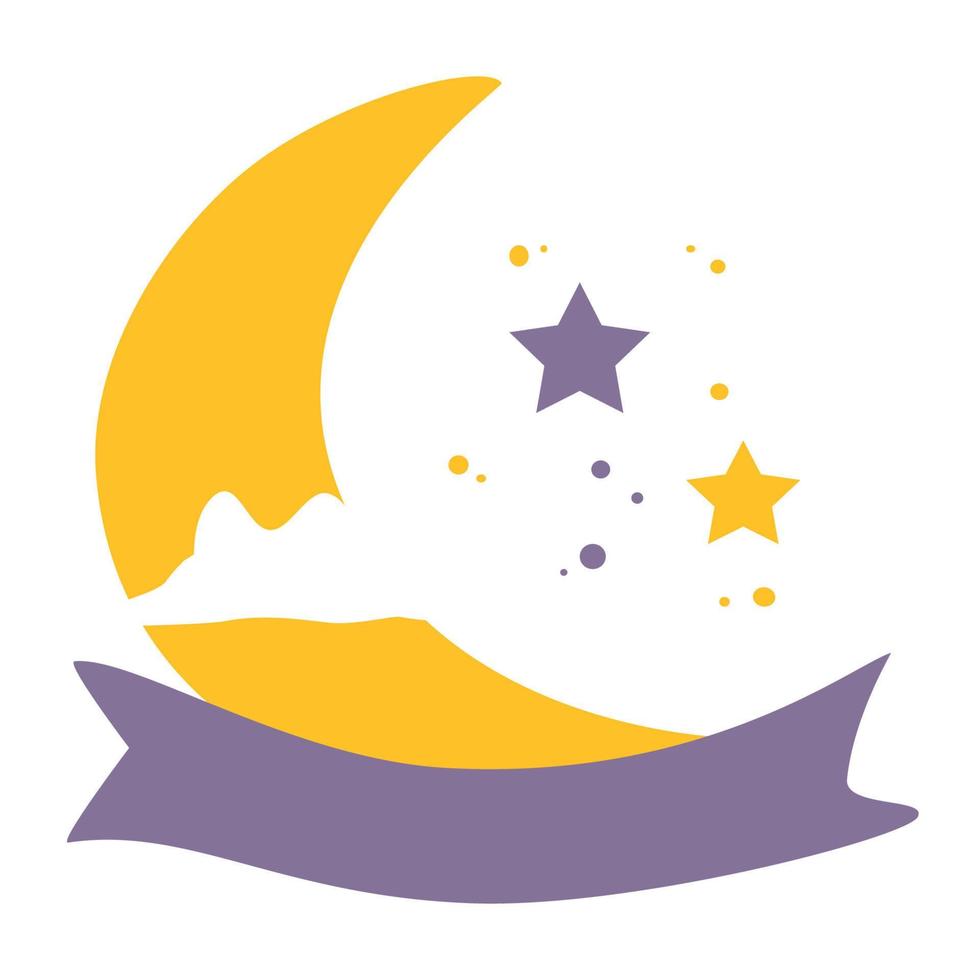 Crescent Moon and Star with Ribbon Banner Decoration vector