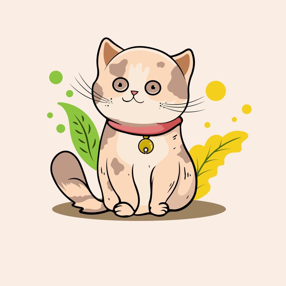 Cute cat Funny playful kitty illustration of funny cartoon cats isolated on white background print for children's clothing vector