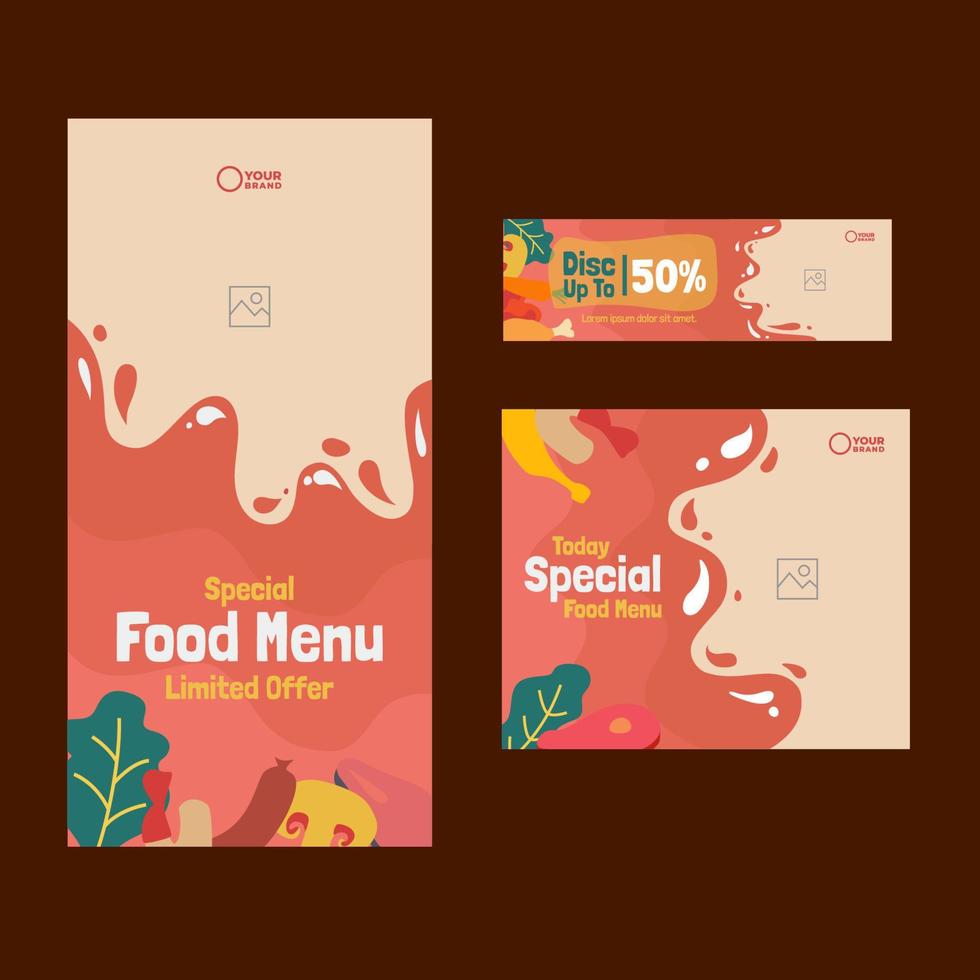 Food Banner Design Template Set vector