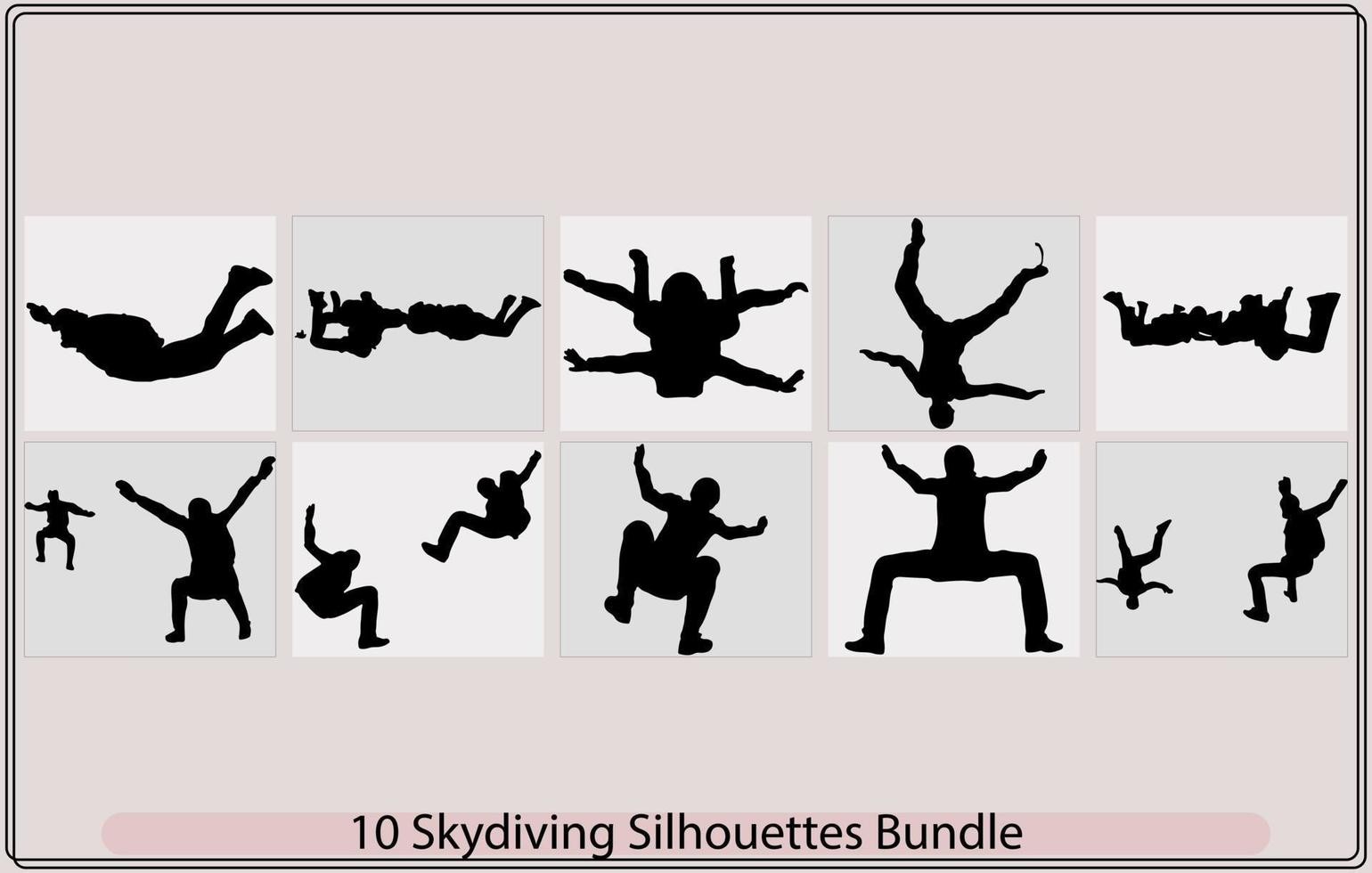 Abstract skydiver paint,Black Silhouettes Hang Glider or Parachute skydiving,Set of Skydivers, Parachuting Silhouettes. Vector Image,