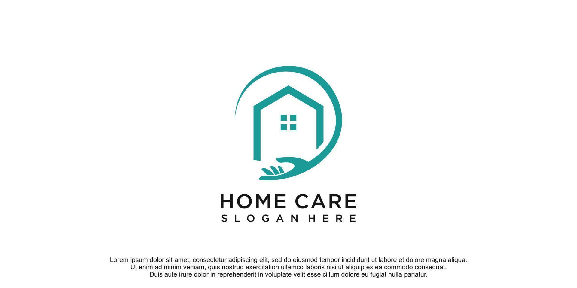 hogar cuidado logo con creativo diseño vector icono ilustración