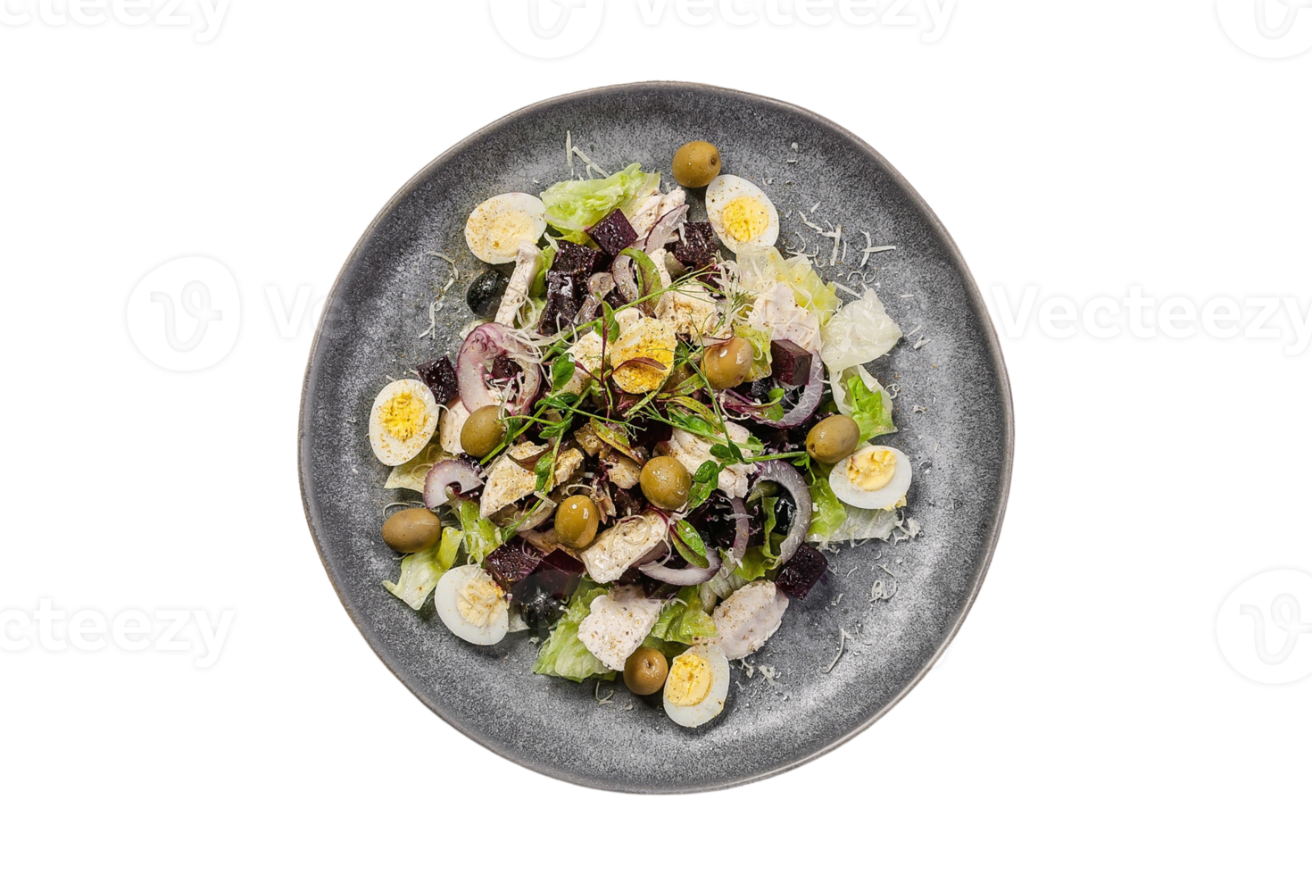 färsk sallad med ägg isolerat på en transparent bakgrund png