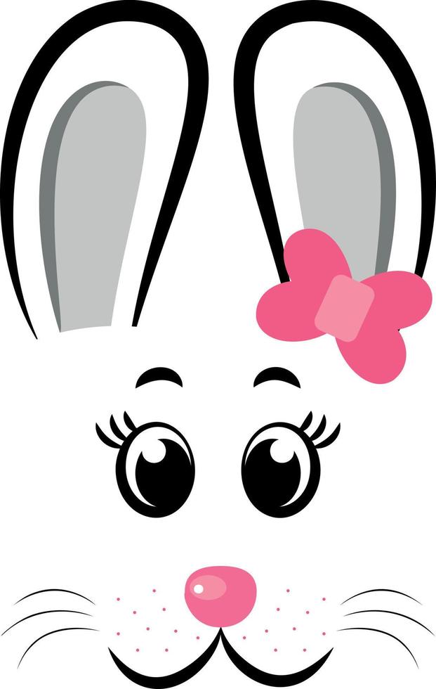 Kawaii Bunny face with pink bow.Rabbit symbol of 20233 year.Vector illustration vector