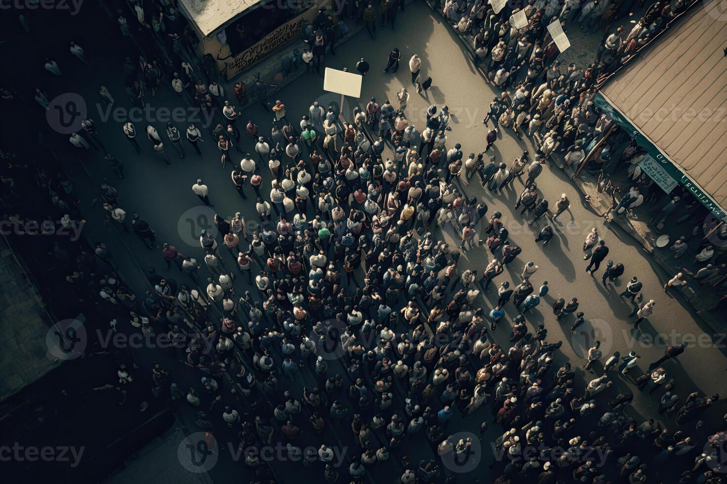 Protesting crowd at city street. Protest activists. photo