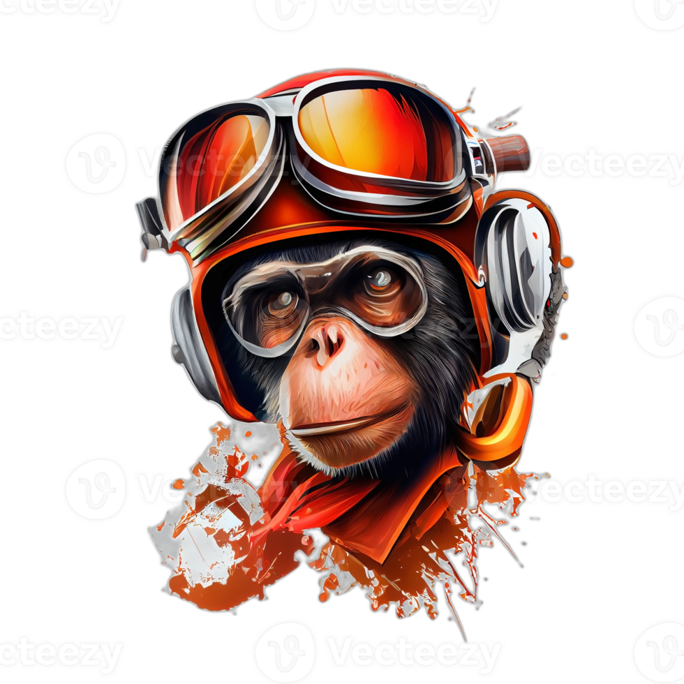 Colorful monkey ape artwork illustration t-shirt design, transparent background, png