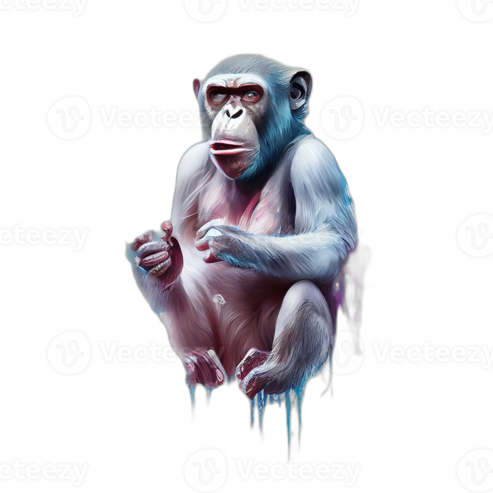 Colorful monkey ape artwork illustration t-shirt design, transparent background, png