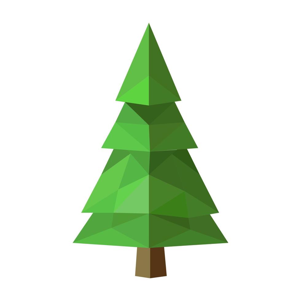Abstract low poly pine tree icon isolated. Geometric polygonal style. 3d low poly. vector