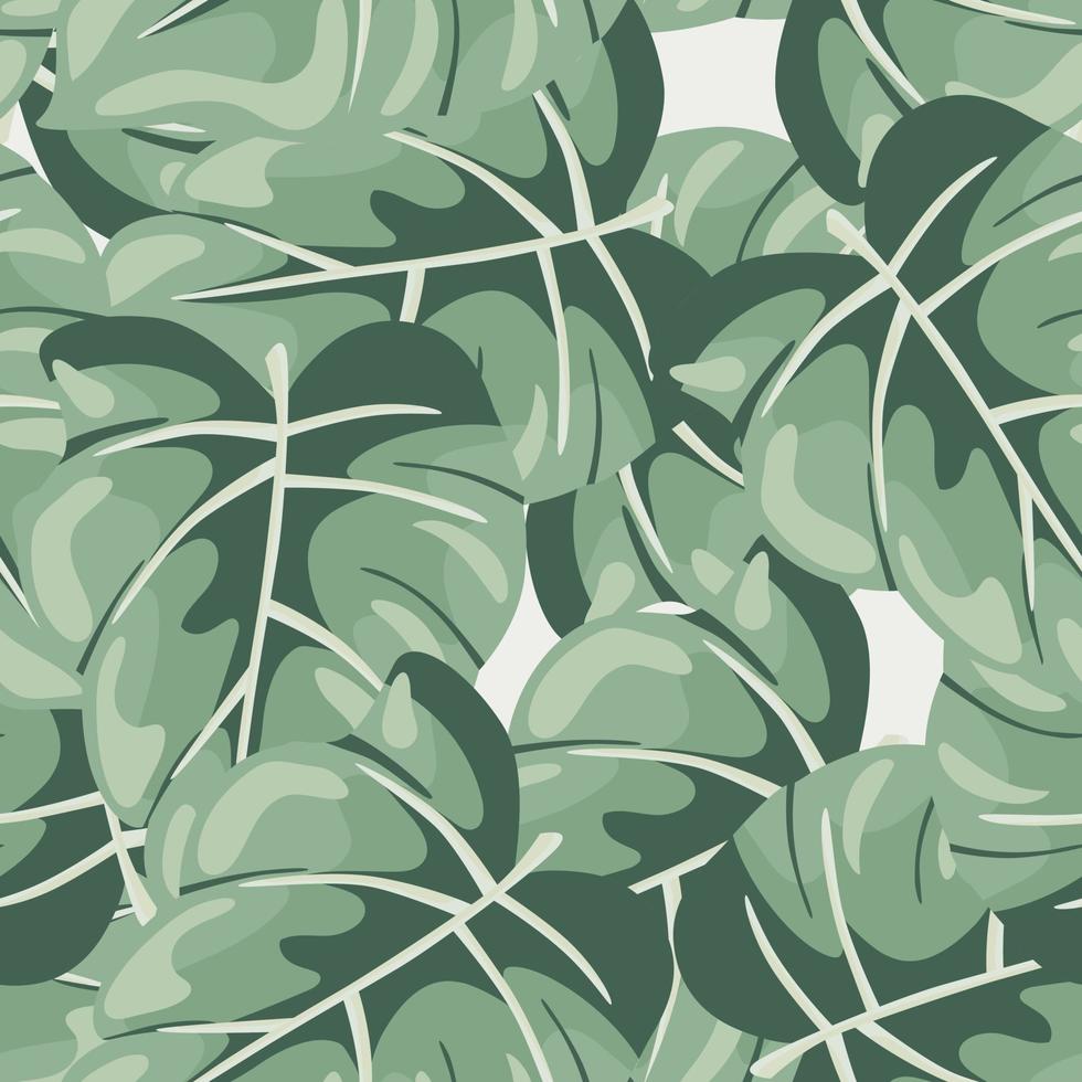 Stylized tropical leaves seamless pattern. Decorative leaf background. vector