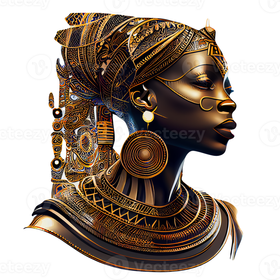 nero donne illustrazione, afro donna opera d'arte, ai generato png