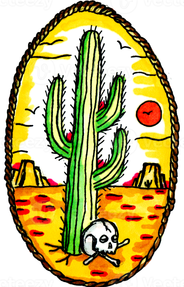 Illustration of a cactus in the desert png