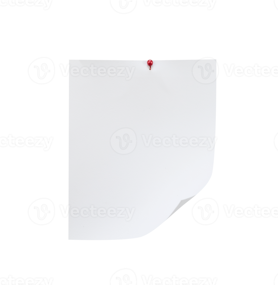 Blank folded white paper with straight pin isolated png