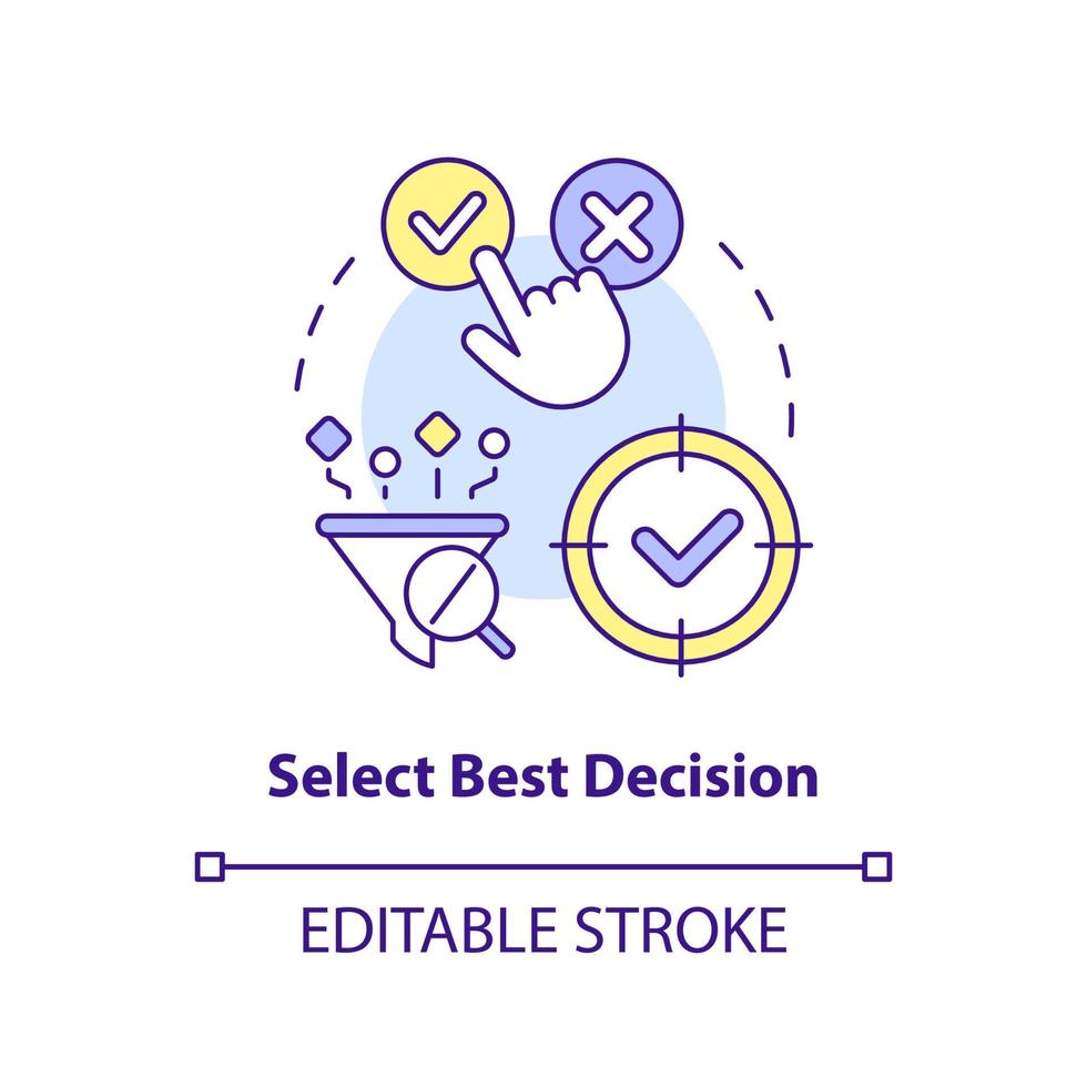 Select best decision concept icon. Analysis solutions. Structure of case study abstract idea thin line illustration. Isolated outline drawing. Editable stroke vector