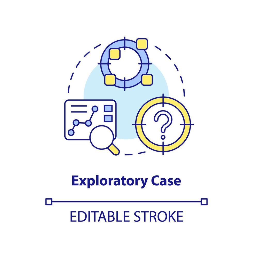 Exploratory case concept icon. Identify objectives to research. Type of events study abstract idea thin line illustration. Isolated outline drawing. Editable stroke vector