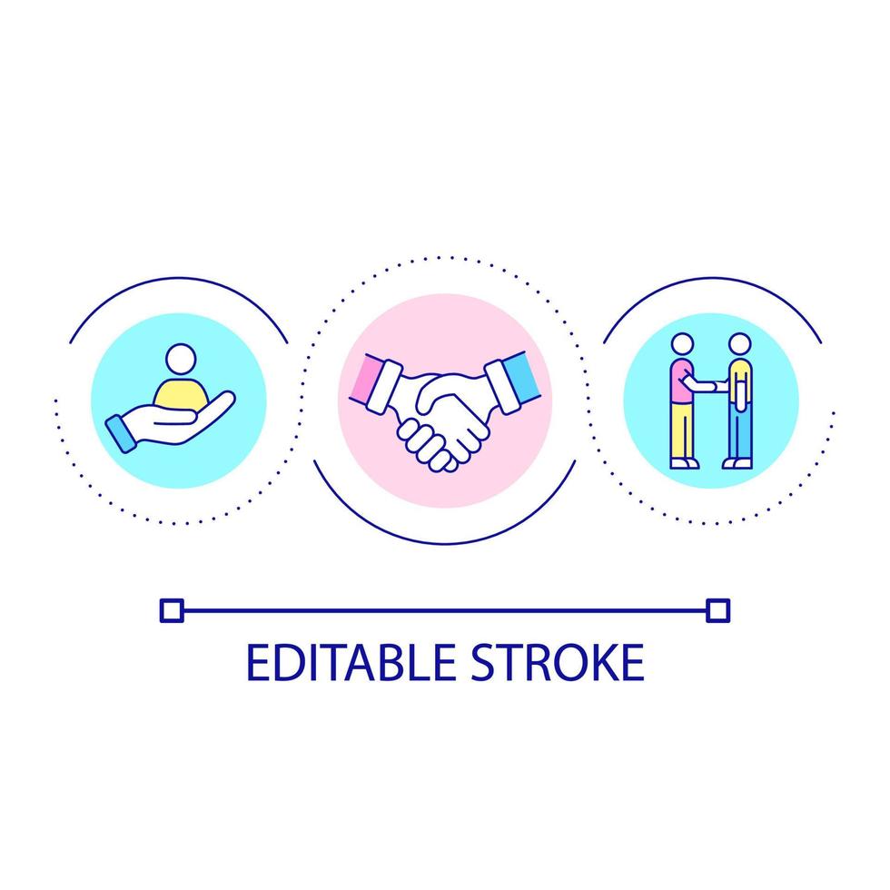 Relationship building loop concept icon. Communication and support in team. Introducing abstract idea thin line illustration. Isolated outline drawing. Editable stroke vector