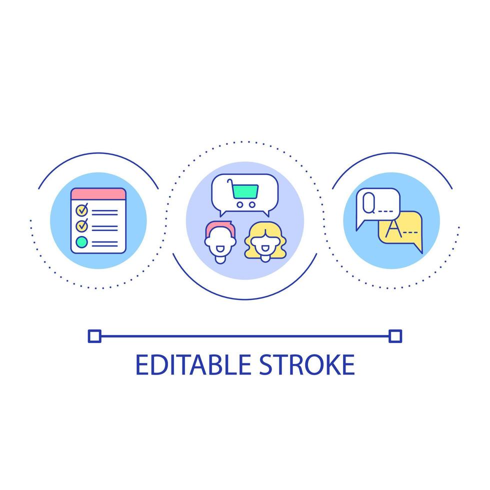 Poll for customers loop concept icon. Surveying clients to improve products. Marketing abstract idea thin line illustration. Isolated outline drawing. Editable stroke vector