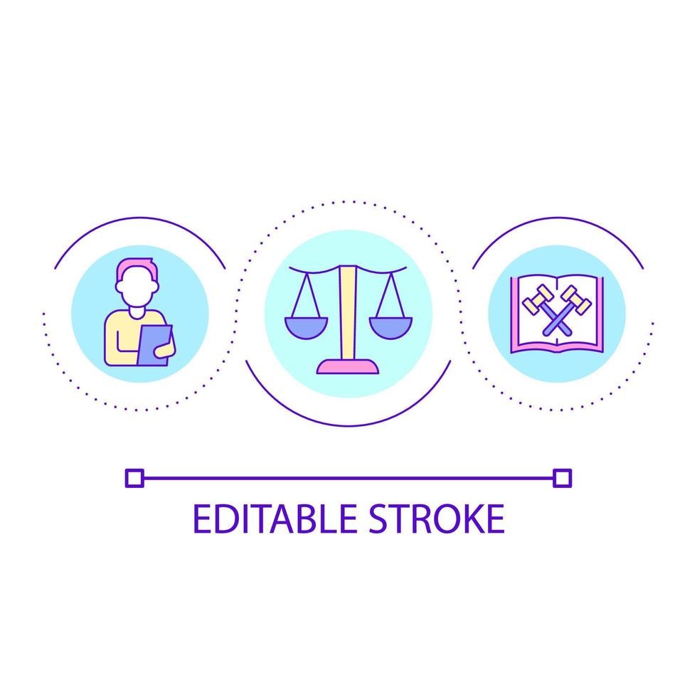 Law regulation loop concept icon. Judicial system controlling business. Legal case in court abstract idea thin line illustration. Isolated outline drawing. Editable stroke vector