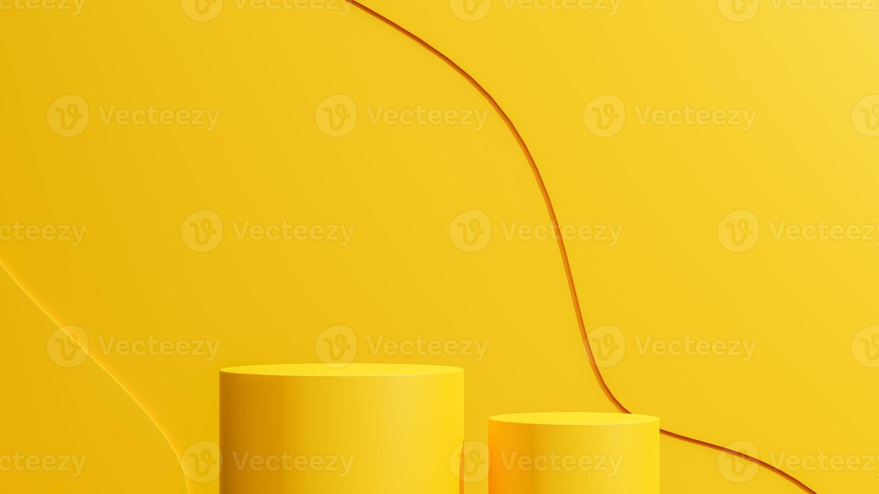 3d abstract scene background soft yellow podium product presentation mockup photo