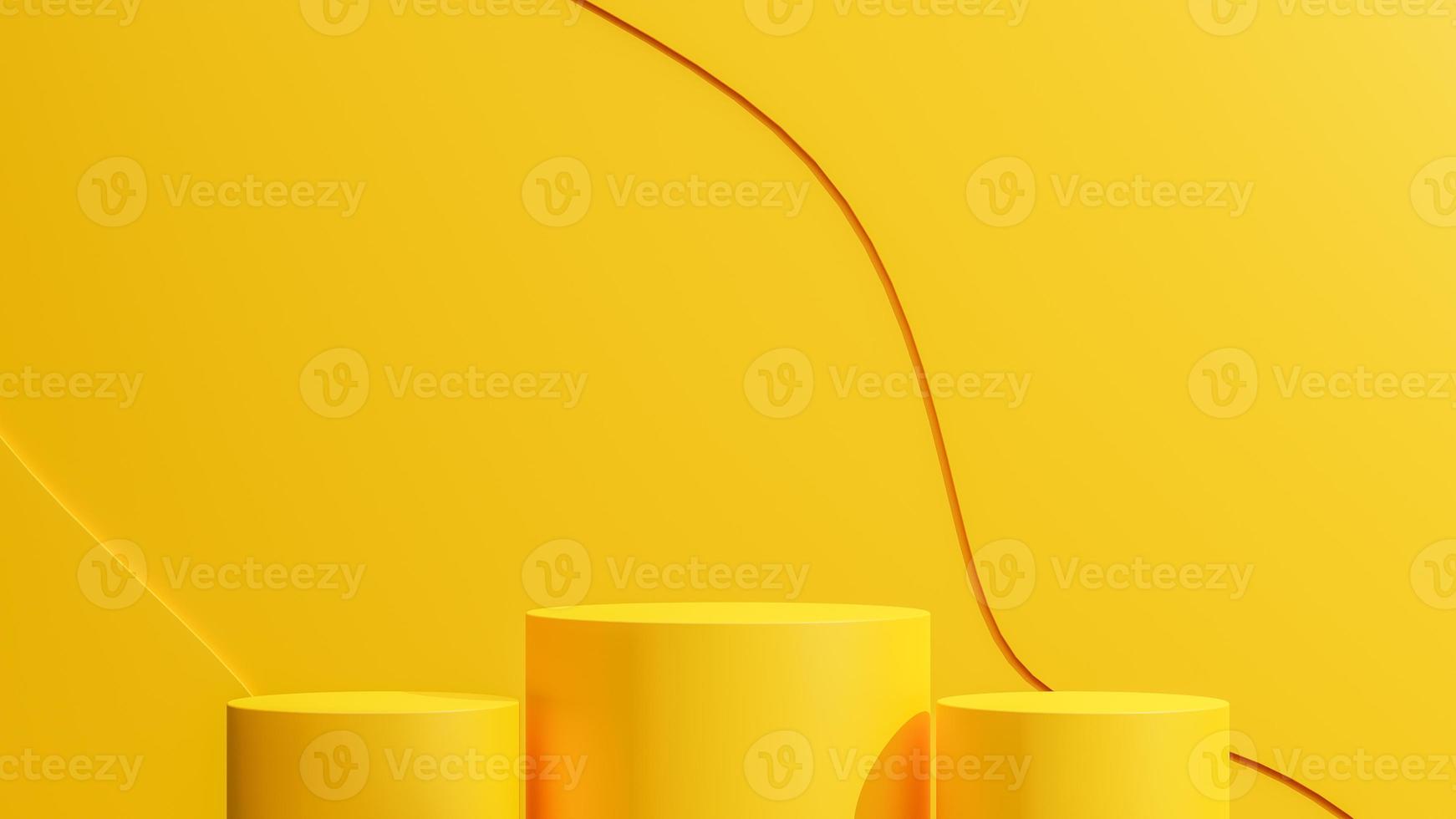 3d abstract scene background soft yellow podium product presentation mockup photo