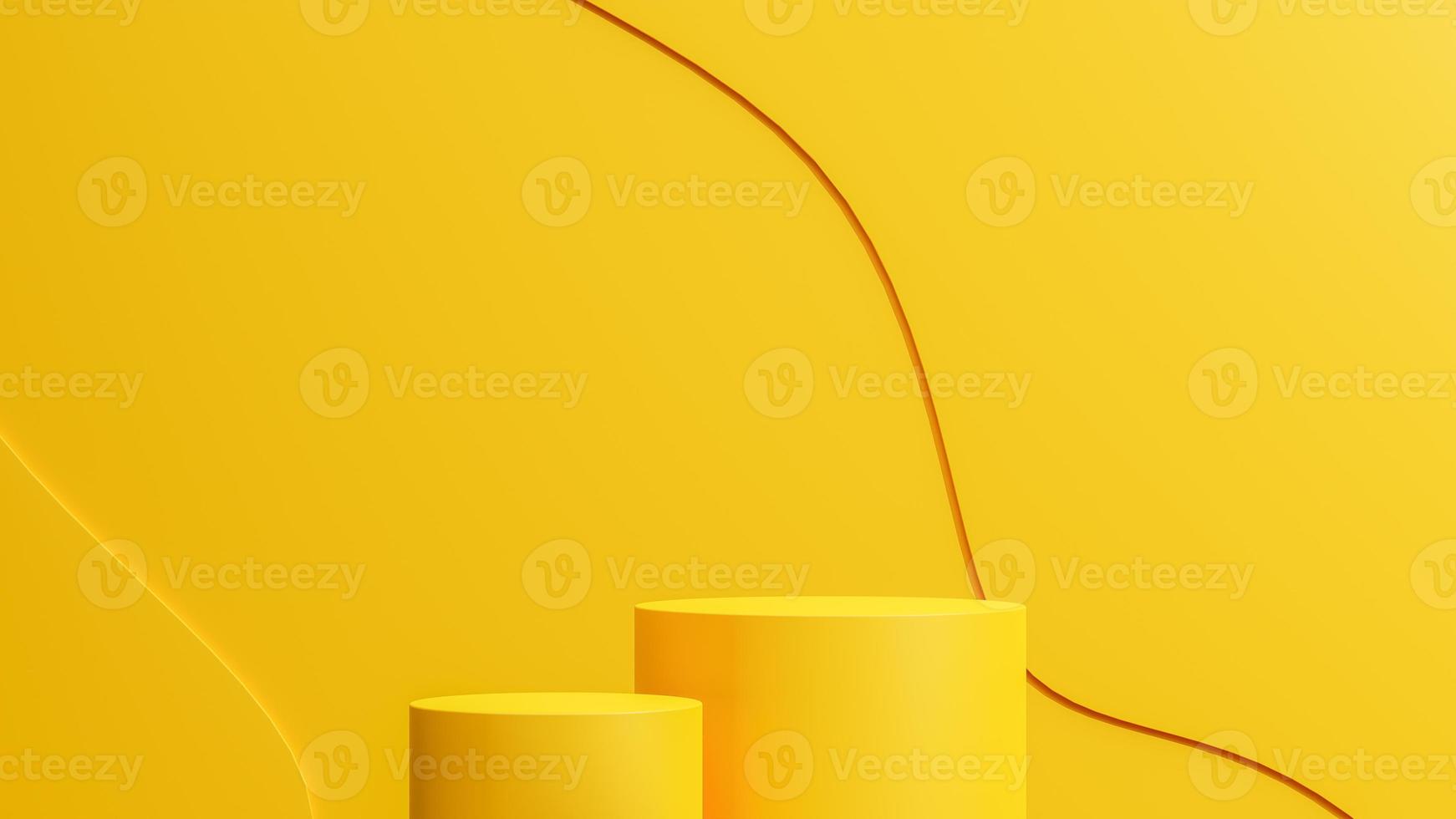 3d abstract scene background soft yellow podium product presentation mockup photo