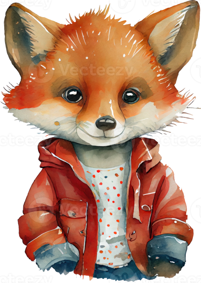 Cute Fox Portrait Watercolor png