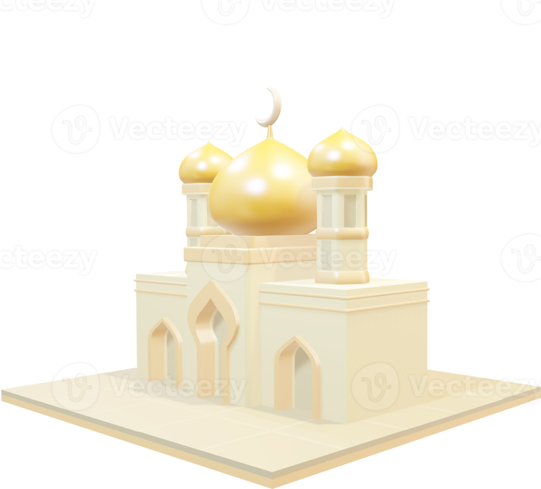 3d yellow dome mosque png