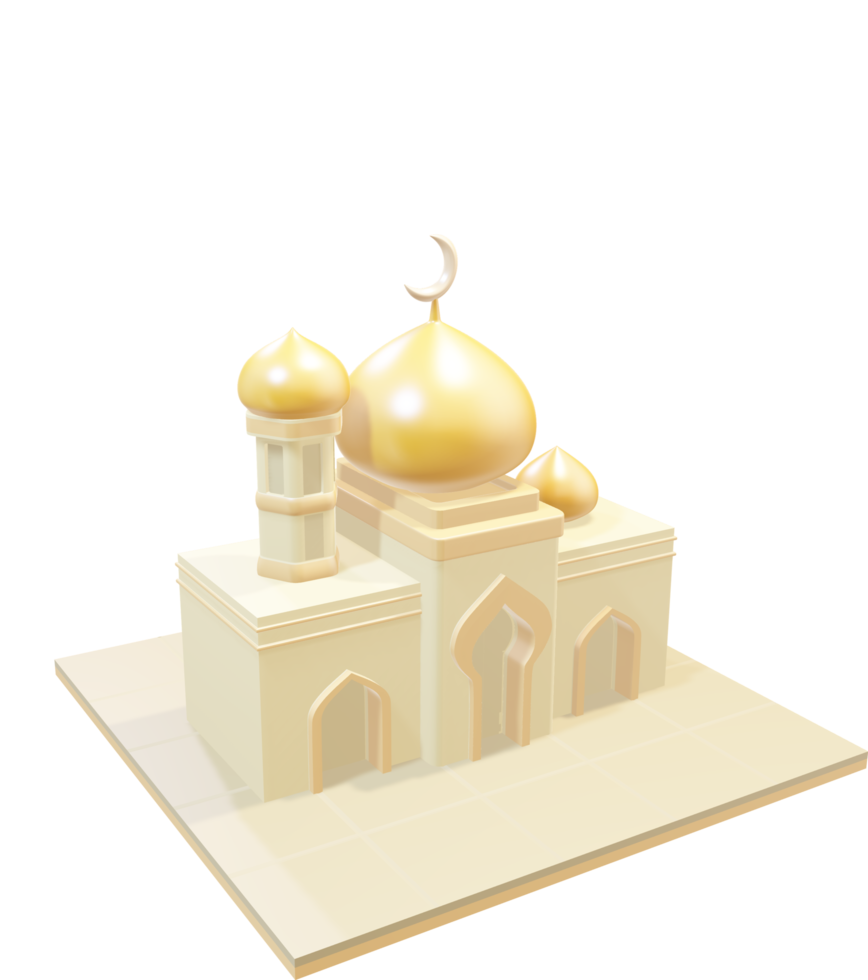 3d yellow dome mosque png