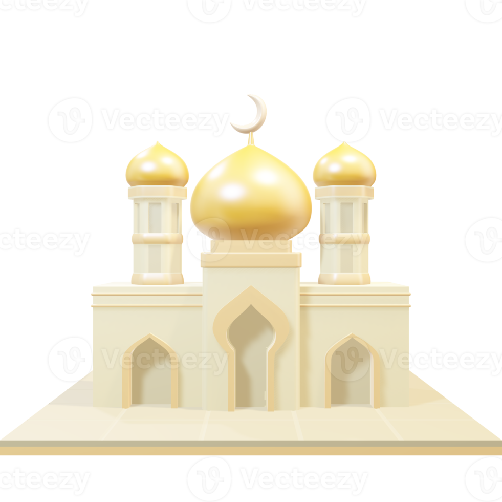 Vorderseite Aussicht von das 3d Gelb Kuppel Moschee png