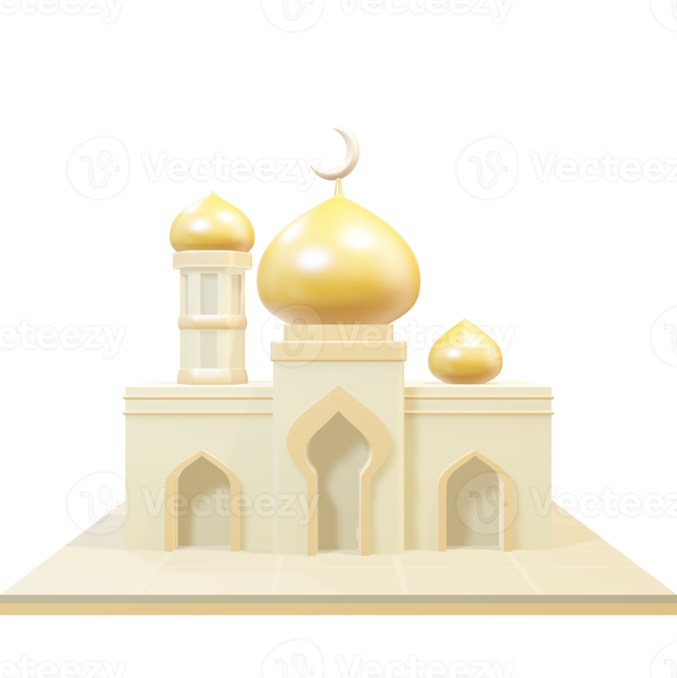 3d yellow dome mosque png