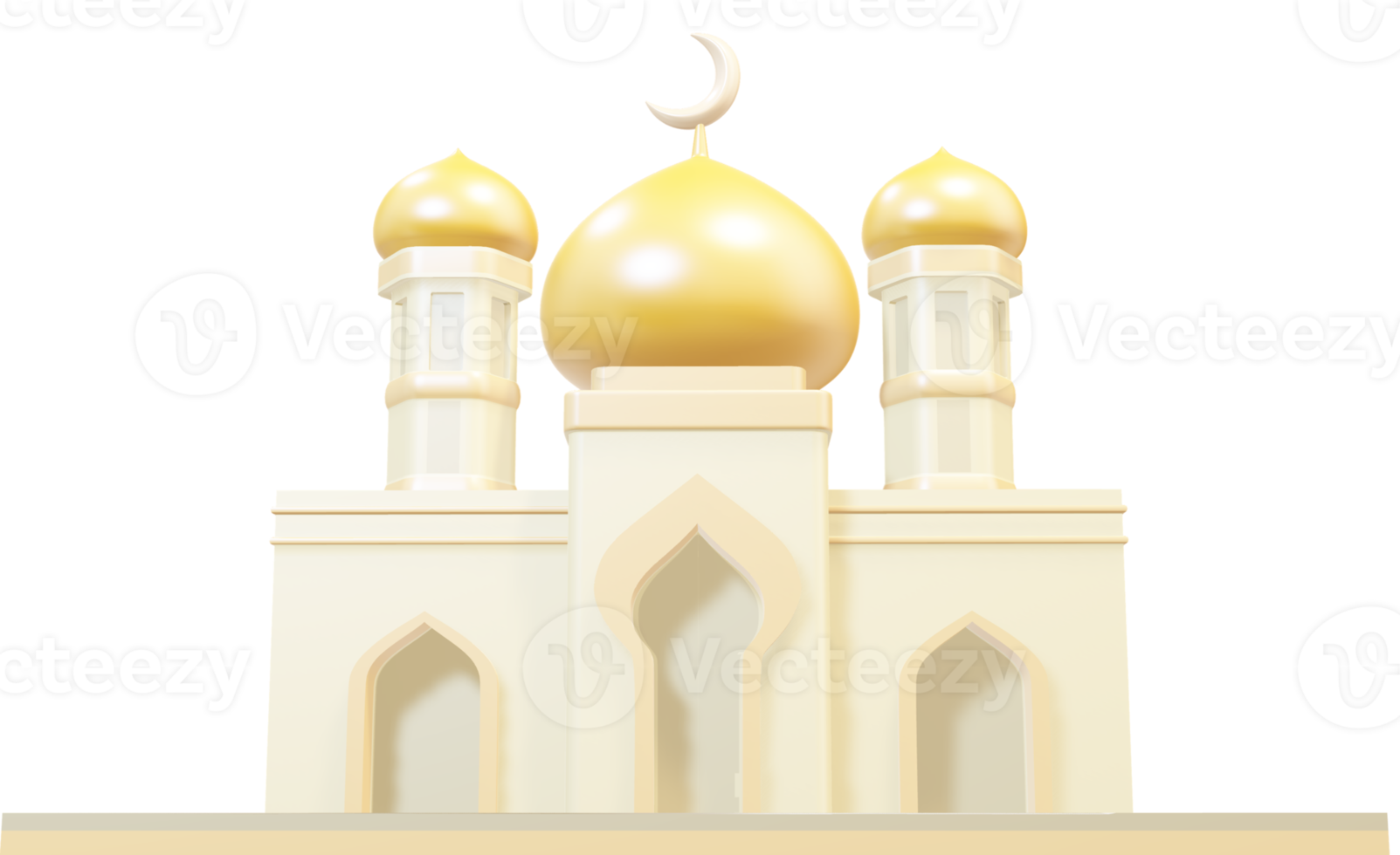 3d yellow dome mosque png