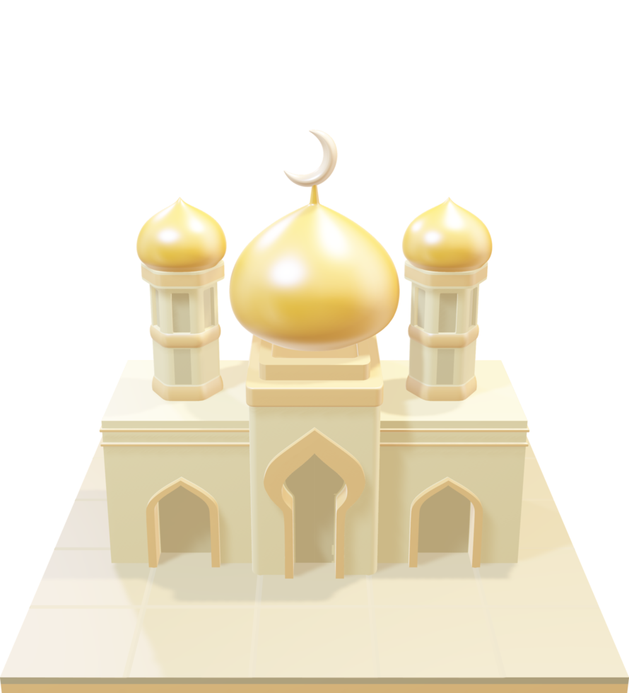 3d yellow dome mosque png