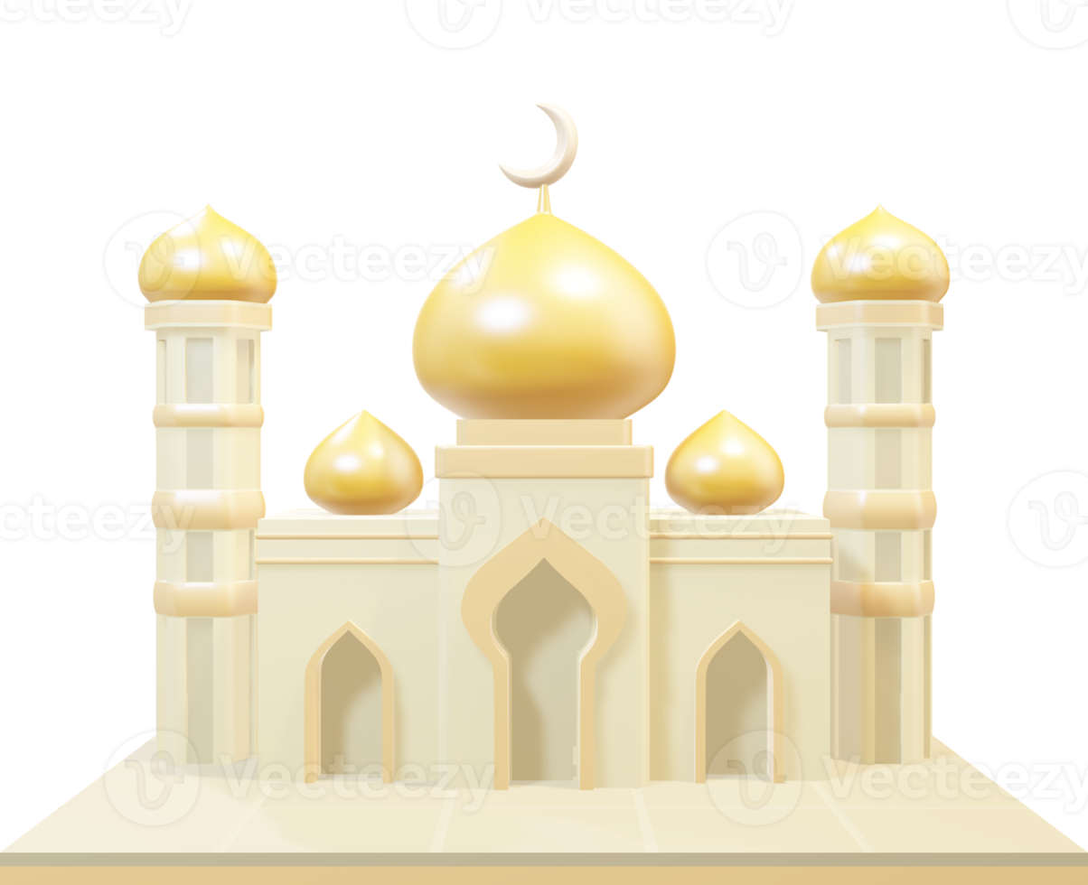 3d yellow dome mosque png