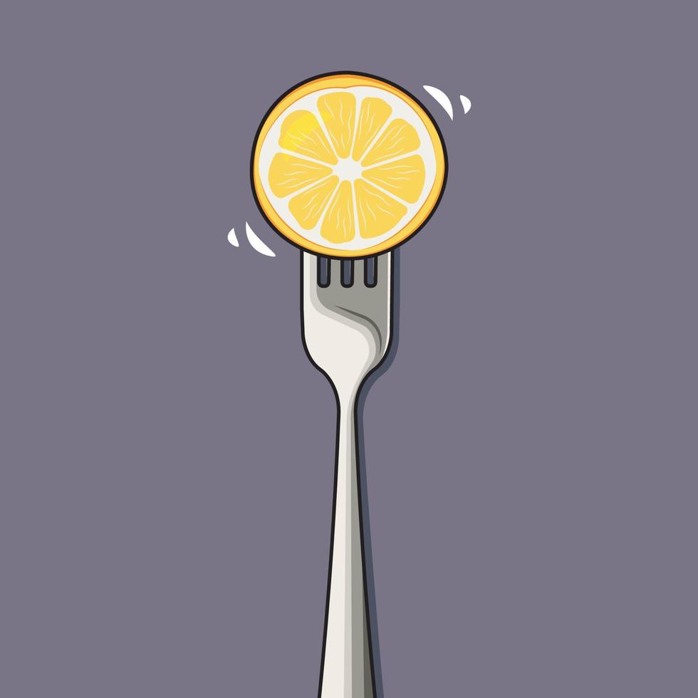 Still Life. Lemon Slice In Fork vector illustration free download