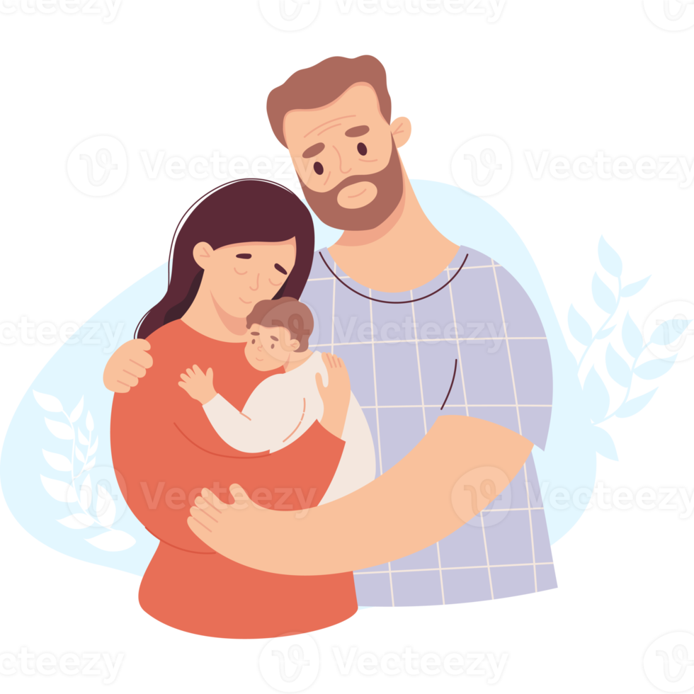 adult couple  with newborn png