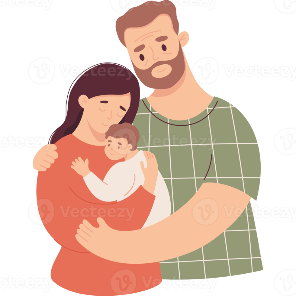 Cute  adult couple  with newborn png