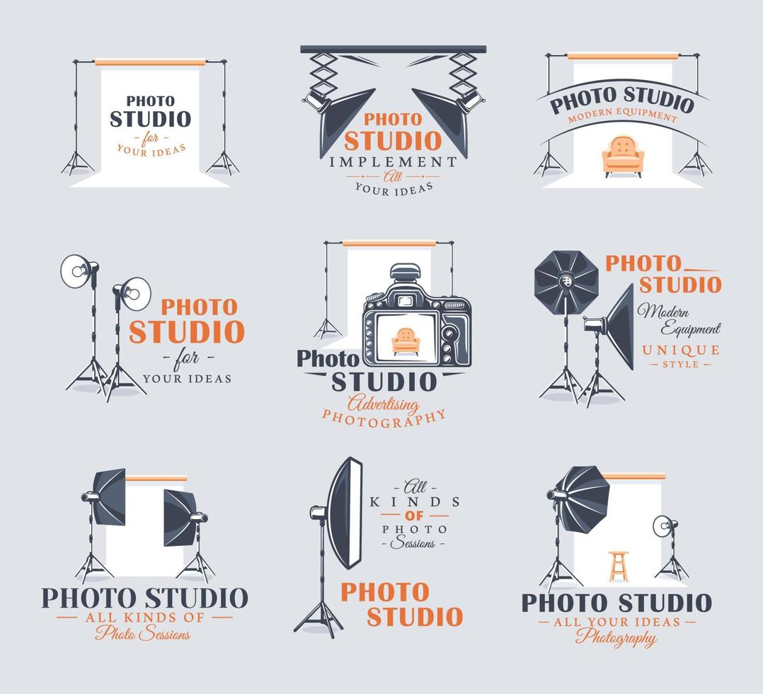 Set of vintage photo studio labels vector