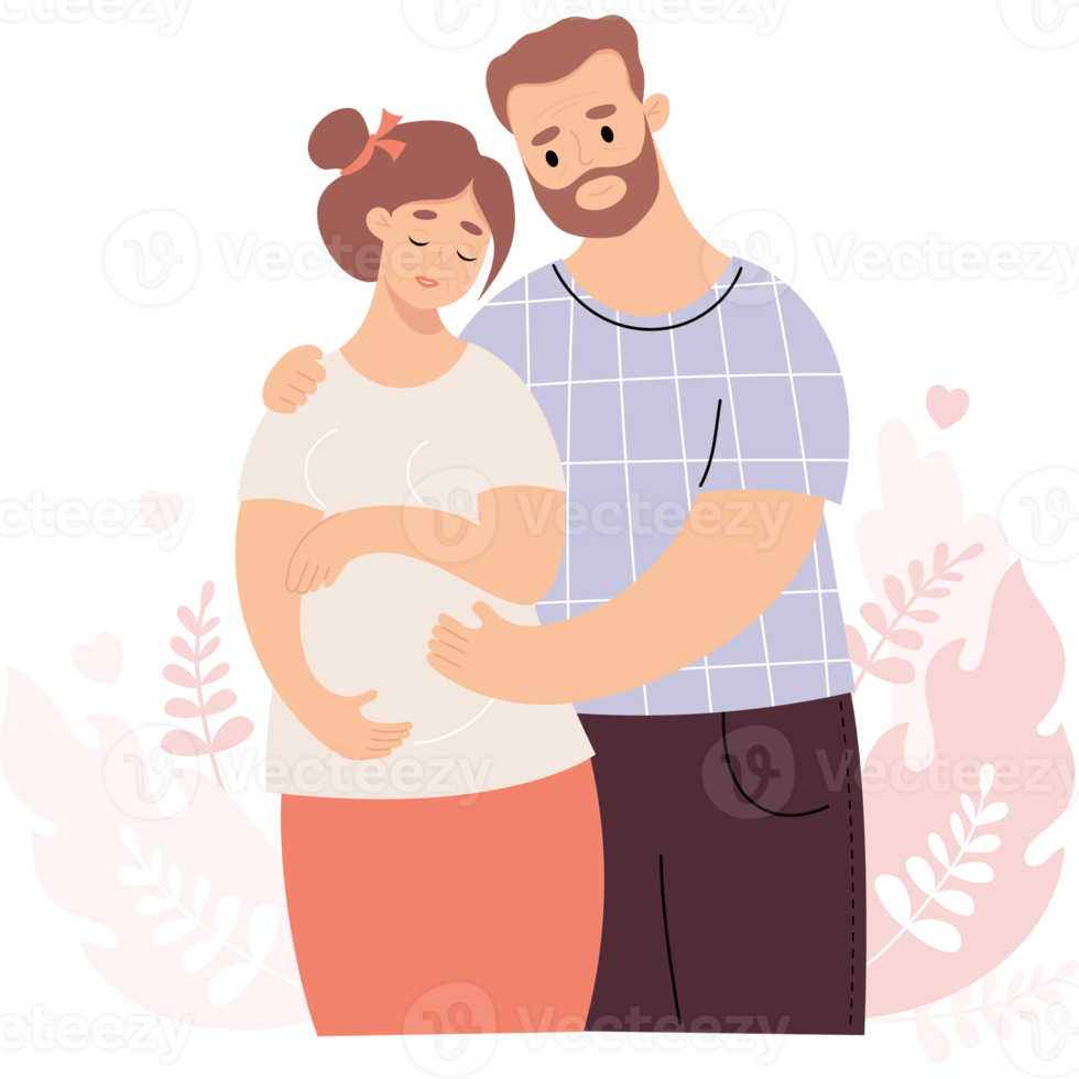 Pregnant adult woman and husband png